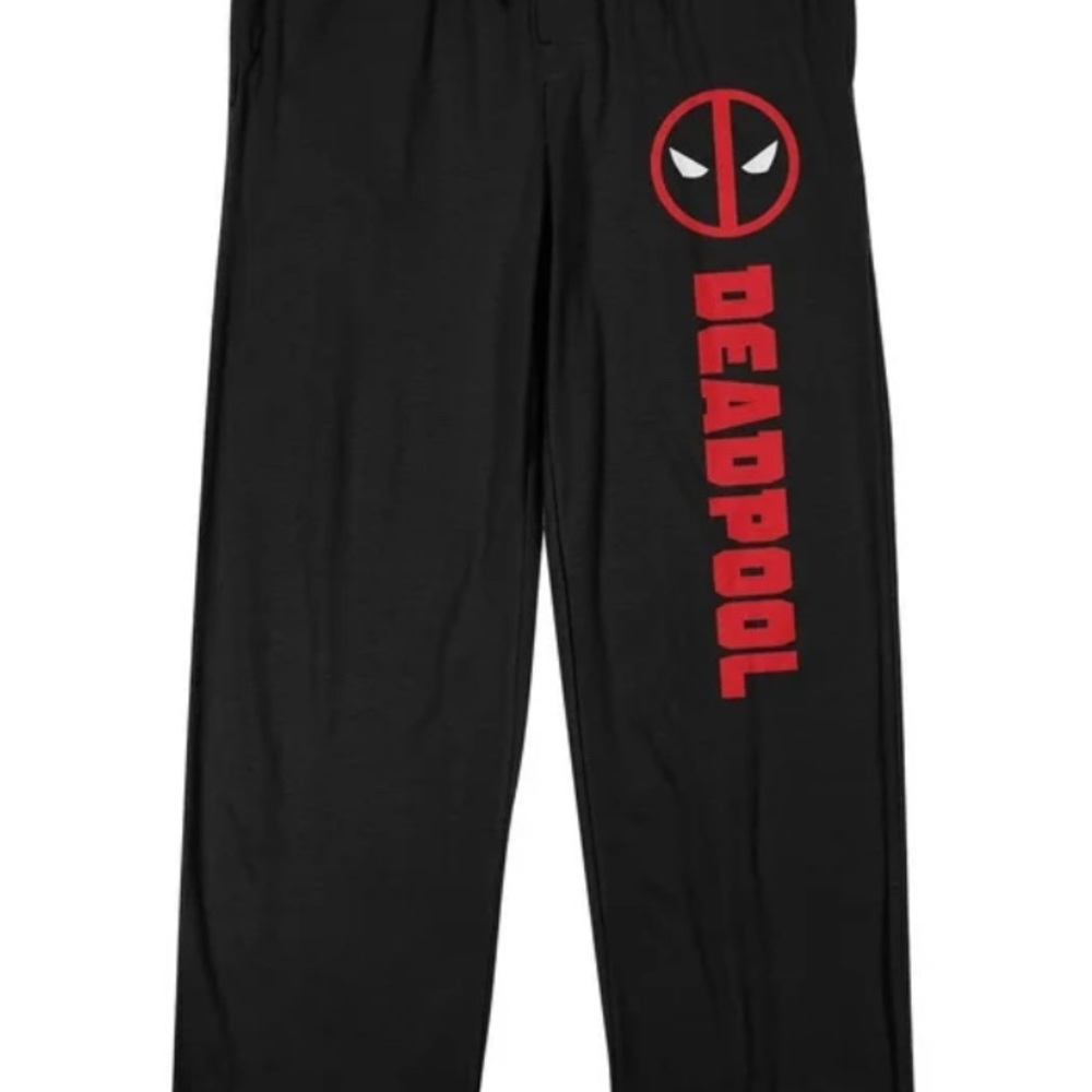 Deadpool Black and Red Pajama Bottoms with Logo